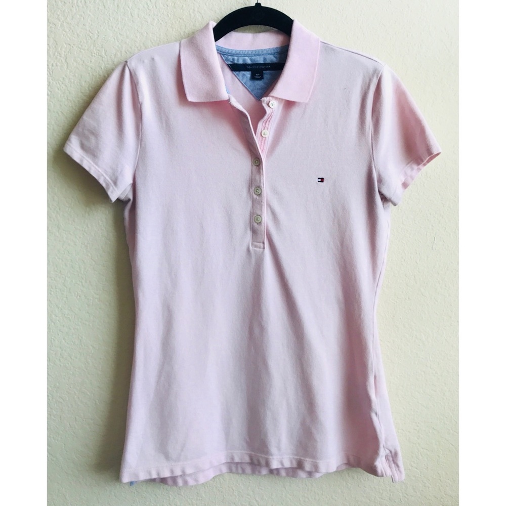 Tommy Hilfiger Pink Pique Signature Polo. Small